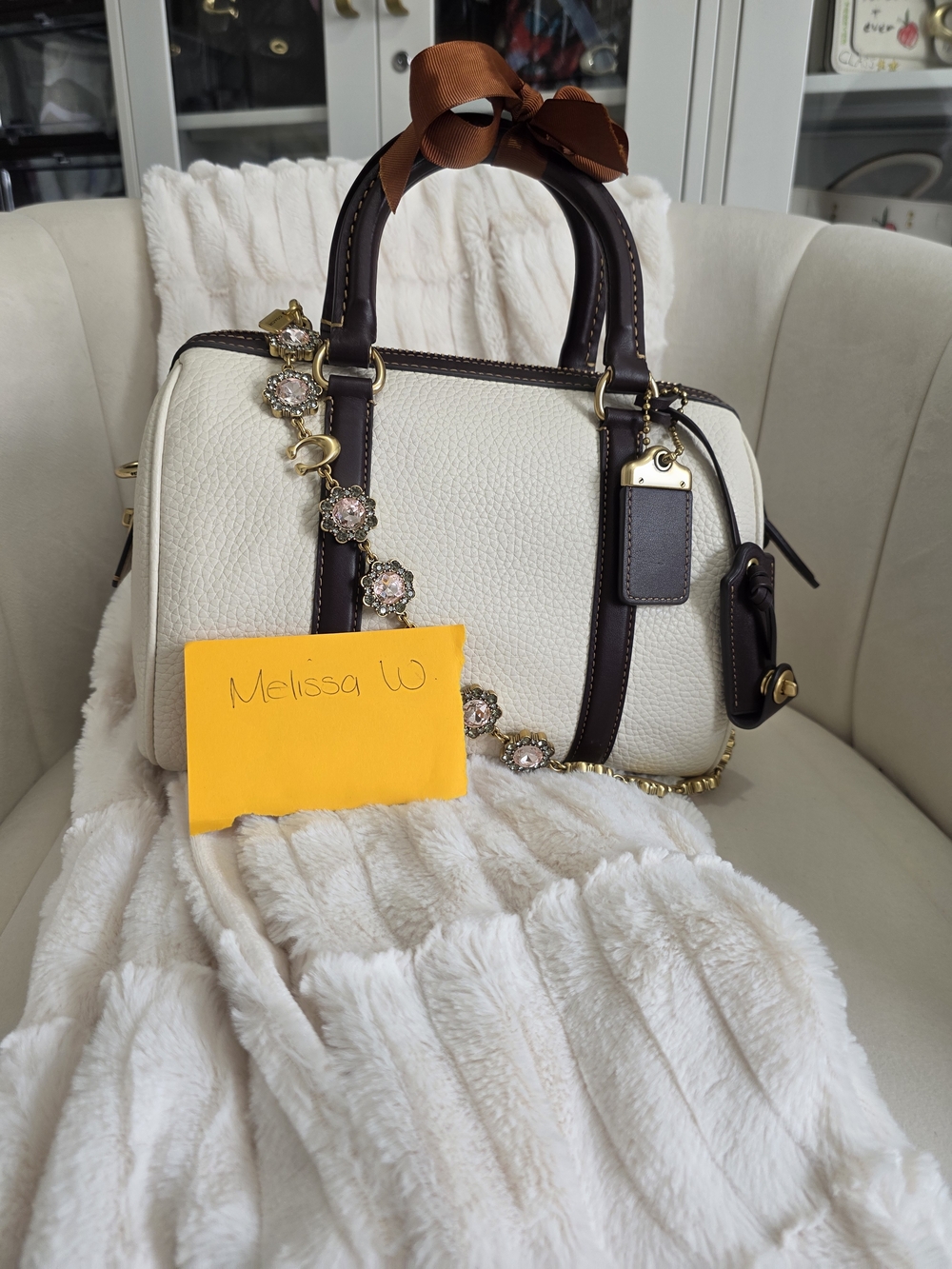 Coach Ruby Satchel In the color Cream and Dark Brown Pebble Leathe